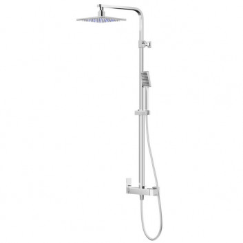 Sprchový set Corsan Ango,horní sprcha LED, otočné výtokové rameno, černá