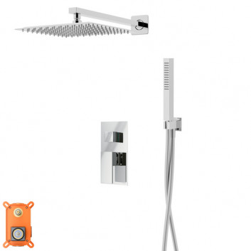 Sprchový set s baterií i sluchátkem Corsan Ango,horní sprcha 25cm, černá