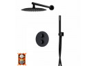 Sprchový set s baterií termostatickou a sprchou Corsan Ango,horní sprcha kulatá śr. 25cm, černá