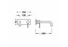 Prvek nástěnná do podomítkového korpusu baterii umywalkowe TRES STUDY, výtokové rameno 240mm, zlato
