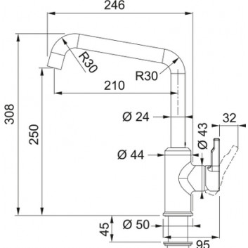 Dřezová baterie Franke Urban , výška 308mm, otočné výtokové rameno, černá matnáný