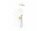 Sprchový set Tres 004, podomítkový, s hlavovou sprchou okrągłą 30 cm - zlatá matnáný