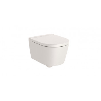 Mísa podvěsná WC Roca Debba Rimless Round, 54x35,5cm, bez kołnierza, se sedátkem slim wolnoopadającą duroplast, bílá