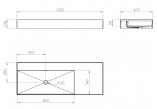 Umyvadlo stěnová levá 120.5x45.5cm, Elita Solid-Surface, bílý matnáný/černá matnáný
