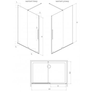 Dveře posuvné walk-in Radaway Furo Gold, levé, se stěnou, 160x200cm, sklo čiré, profil zlatá