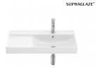 Umyvadlo stěnová Roca One, pravá, 80x46cm, z přepadem, s otvorem na baterie, s povrchem Superglaze - bílá