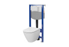 Souprava Cersanit SET15: Rám Aqua 50 PNEU QF + Závěsné WC City By Oval Cleanon se sedadlem s pozvolným sklápěním