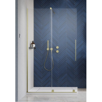 Sprchový kout Radaway Furo Brushed Gold Walk-in 1200x2000 mm, z stabilizatorem poprzcznym, pravé - sklo čiré, profil zlatá szczotkowany