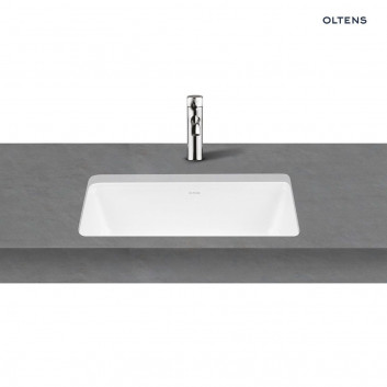Umyvadlo na postavení na desku Oltens Hamnes, 60x42,5cm, oválný, bez přepadu, povlak SmartClean, bílá