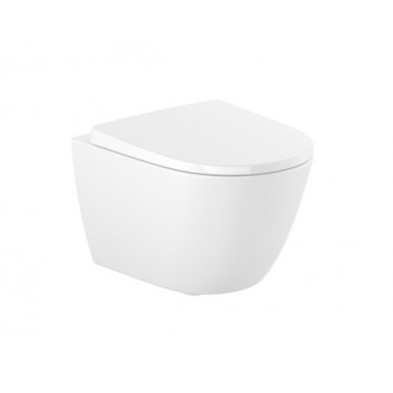 ROCA Mísa WC podvěsná Rimless Compacto se sedadlem s pozvolným sklápěním (souprava)