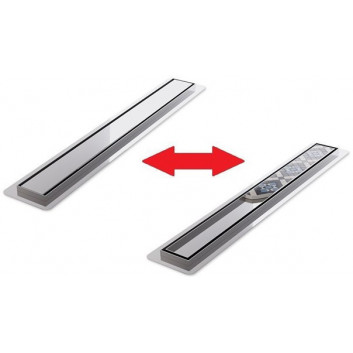 Lineární odtok, pełny souprava, Wiper New Premium, 600mm, vzor Ponente, povrchová úprava szlif