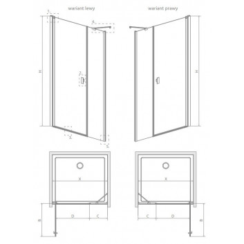 Dveře sprchové Radaway Nes KDS II 120, levé, 1200x2000mm, stříbrná profil