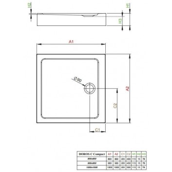 Akrylátátová sprchová vanička Radaway Doros C čtvercová 80x80 cm- sanitbuy.pl