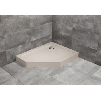 Pětiúhelníková vanička levý s panelem Radaway Doros PT E Compact 100x80cm - stone kaszmirowy