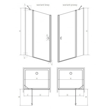 Dveře sprchové Radaway Nes KDS II 120, levé, 1200x2000mm, stříbrná profil