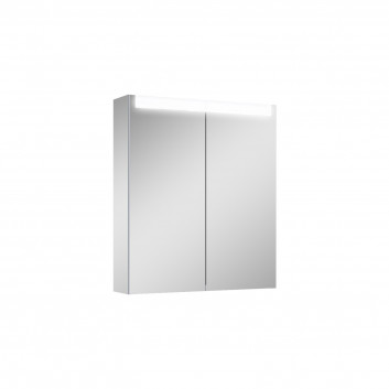 Závěsná skříňka se zrcadlem Elita Medium, 80cm, 2 dvířka, 4 szklane półki, gniazdko elektrické, šedá
