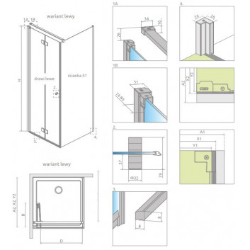 Sprchový kout Radaway Modo X I 120, przejrzysta, 1180x2000mm