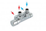 Sada ventilů Zehnder typ Q (levé), pro připojení środkowego 50 mm, ovládací, s možností připojení głowicy termostatycznej (M30x1,5 mm) - barva z palety Zehnder