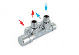 Sada ventilů Zehnder typ P (pravé), pro připojení środkowego 50 mm, ovládací, s možností připojení głowicy termostatycznej (M30x1,5 mm) - barva z palety Zehnder