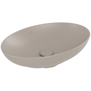 Umyvadlo na postavení na desku Villeroy & Boch Loop & Friends, 56x38cm, oválný, z přepadem, Stone White CeramicPlus