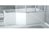 Vana asymetrická levá Besco Integra 150x75cm + zástěna 3-skrzydłowy, bílá