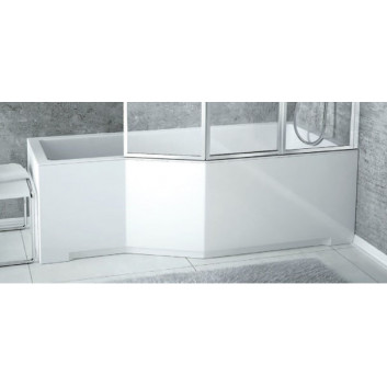 Vana asymetrická levá Besco Integra 150x75cm + zástěna 3-skrzydłowy, bílá