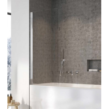 Vanová zástěna Radaway Nes Black PNJ I Factory, levý, sklo čiré, černá mřížka, 90x150cm, černá profil