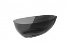 Vana volně stojící Besco Xara 160x75 cm oválný Carbon Grey, maskownica černá matt
