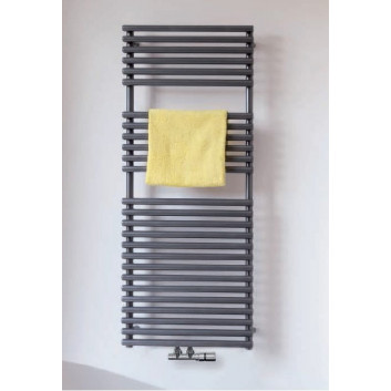 Radiátor Zehnder Charleston Bar 149,2 x 48,5 cm, verze 2-sloupové, z chromovaným držákem na ručníky - bílý