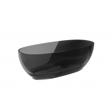 Vana volně stojící Besco Xara 160x75 cm oválný Carbon Grey, maskownica černá matt