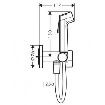 Ruční sprcha Hansgrohe Bidette 1 jet S EcoSmart dla vody studené s rukojetí a hadicí sprchovým 125 cm - chrom