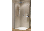 Sprchové křídlové dveře na míru Huppe Solva bez rámu, připevnění levé, 500-1250 x 200x1200 mm, s pevnou boční stěnou, sklo čiré Anti-Plaque, stříbrný lesklý profil