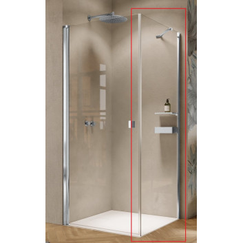 Křídlové dveře Huppe Solva částečně v rámu 4-úhel 80x200 cm, připevnění levé, montáž na vaničku - sklo čiré Anti-Plaque, stříbrný lesklý profil