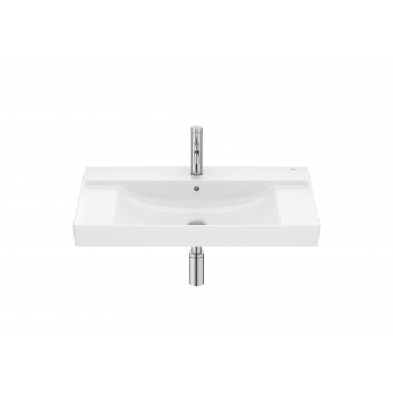 Umyvadlo stěnová obdélníková Roca Ona Fineceramic, 80x46cm, z přepadem, černá matnáný