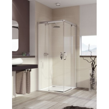 Čtvercový sprchový kout Huppe Aura dveře posuvné 80x80 cm, wys. 190 cm, stříbrný profil matná, čiré sklo