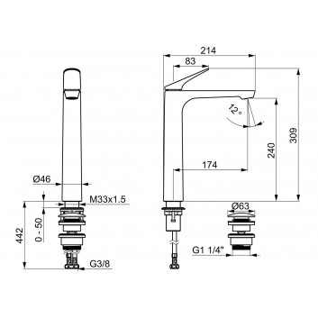 Umyvadlová baterie HansaGenesis, stojící, páková - chrom