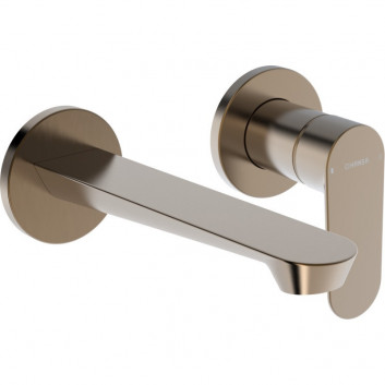 Umyvadlová baterie HansaGenesis, prvek na stěnu, výtokové rameno 20,3 cm - broušená ocel