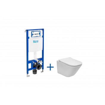 Souprava podomítkový Roca DUPLO ONE + mísa WC podvěsná GAP ROUND COMPACTO RIMLESS se sedátkem SLIM, bílá