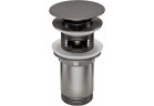 Zátka Deante druhu click-clack pro umyvadlo nebo bidetu z tuleją - univerzální - titanium