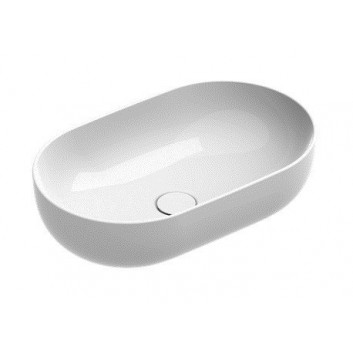 Umyvadlo na postavení na desku Catalano Sfera oválný 60x42 cm, bez otvoru pro baterii, bez přepadu - bílý lesklá