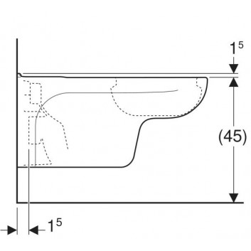 Mísa ustępowa Geberit Citterio závěsná 56x36 cm, s povrchem keratec - bílá