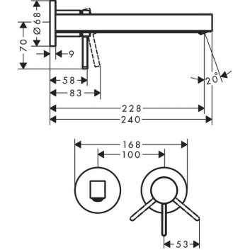 Umyvadlová baterie Hansgrohe Finoris, podomítková, 2otvorová, výtokové rameno 22,5cm, černá matnáný