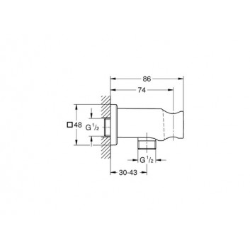 Kolanko sprchové s rukojetí Grohe Rainshower, brushed hard graphite