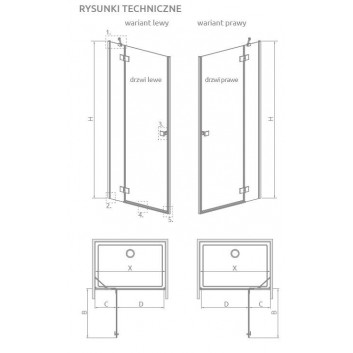 Dveře koutu prysznicowej Radaway Essenza 8 KDJ 80, levé, 800x2000mmm, sklo čiré, chrom