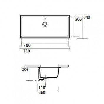 Umyvadlo pod desku Kerasan Lavabi D'Arredo 75x34x20,5 cm, bílá- sanitbuy.pl