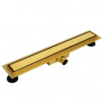 Lineární odtok podlahový Balneo Duplex Next Gold 90 cm, dwustronny, nerez szczotkowanej, z niskim syfonem i głębokim osadnikiem - zlatá 