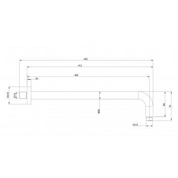 Rameno sprchové nástěnné Omnires, 40cm, chrom