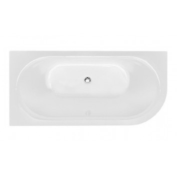 Vana volně stojící Besco Avita A-Line, akrylová, pravá 170x75 cm, přístěnná, sifon z napełnieniem przez přepad bílý McAlpine czyszczony od góry - na vnější straně bílý lesklá, wewnątrz bílý lesklá