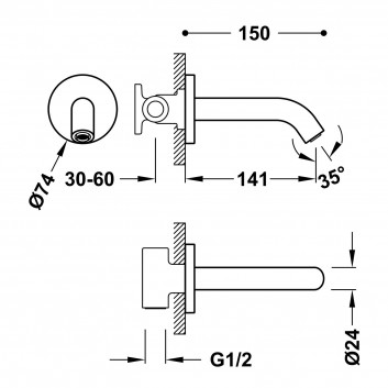 Tres Výtokové rameno stěnová v barvě chrom, 21018107