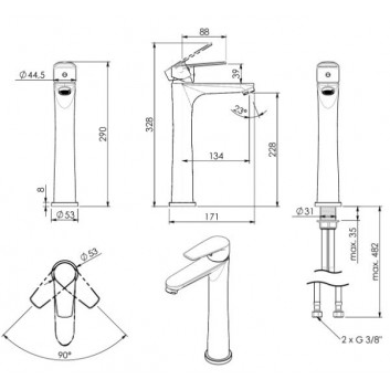 Umyvadlová baterie Gedy Como stojící, páková - chrom